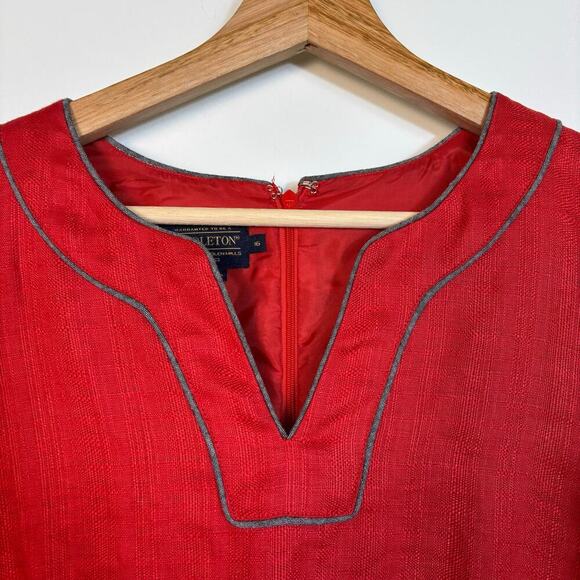 Pendleton Linen Lora Shift Dress Size 16 Cayenne Textured Red Relaxed Resort - Picture 10 of 12
